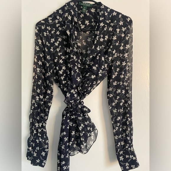 Lauren Ralph Lauren 100% silk blouse - Sz M - Picture 1 of 7